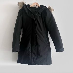 Uniqlo Ultra Warm Down Short Coat Parka Heattech Jacket Fur Hood Black XS